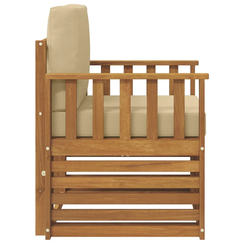 Lauko sofa Tvirta akacijos mediena ir poliesteris Natūrali