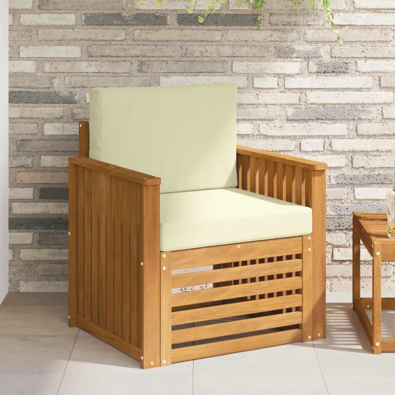 Lauko sofa Tvirta akacijos mediena ir poliesteris Natūrali