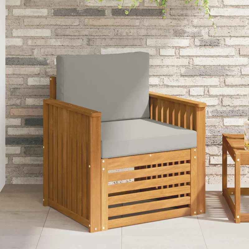 Lauko sofa Tvirta akacijos mediena ir poliesteris Natūrali