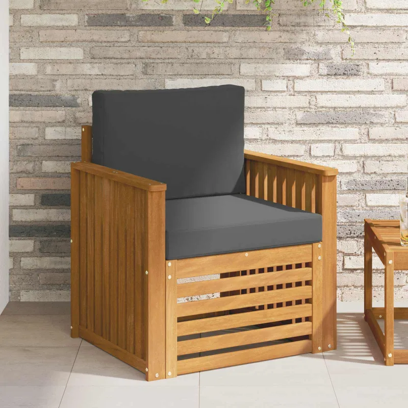 Lauko sofa Tvirta akacijos mediena ir poliesteris Natūrali