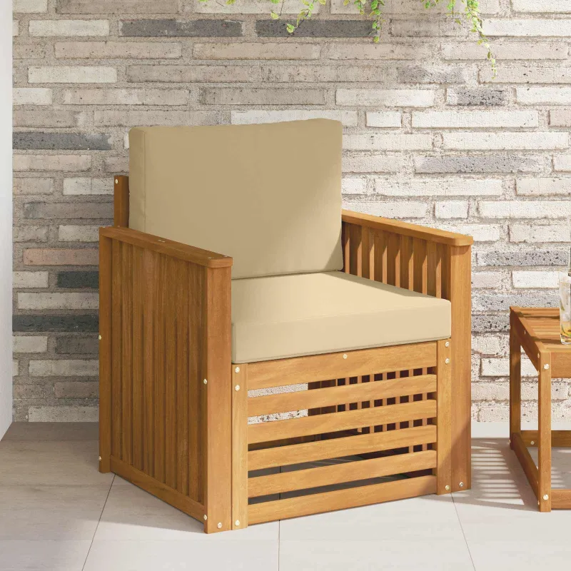 Lauko sofa Tvirta akacijos mediena ir poliesteris Natūrali