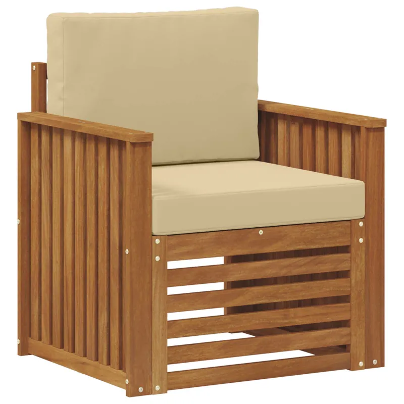 Lauko sofa Tvirta akacijos mediena ir poliesteris Natūrali