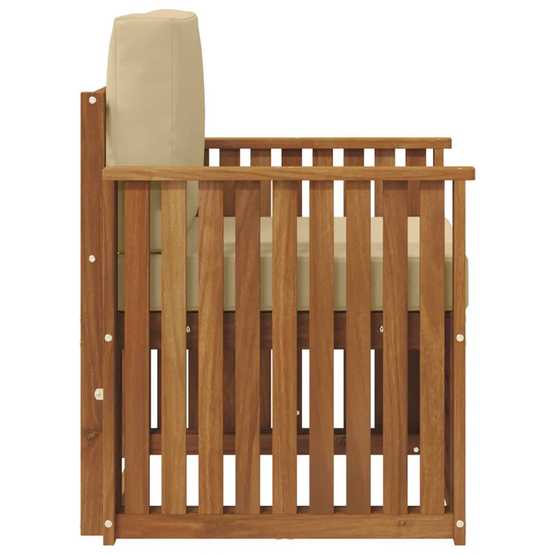 Lauko sofa Tvirta akacijos mediena ir poliesteris Natūrali
