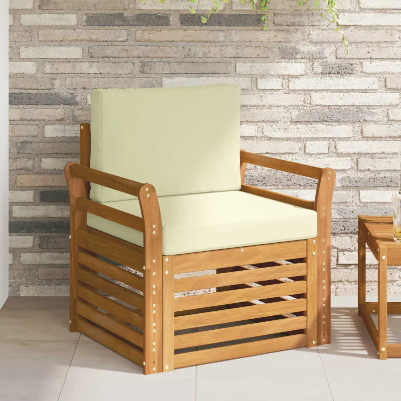 Lauko sofa Tvirta akacijos mediena ir poliesteris Natūrali