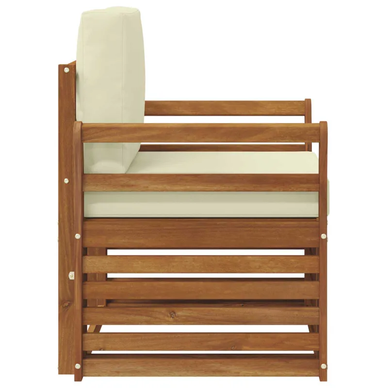 Lauko sofa Tvirta akacijos mediena ir poliesteris Natūrali