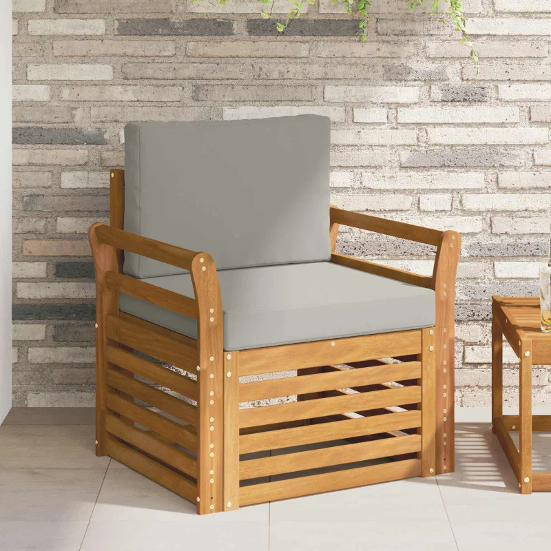 Lauko sofa Tvirta akacijos mediena ir poliesteris Natūrali