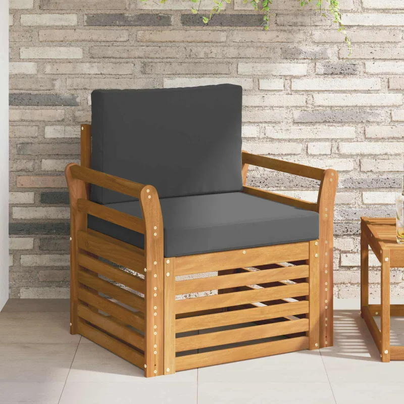 Lauko sofa Tvirta akacijos mediena ir poliesteris Natūrali