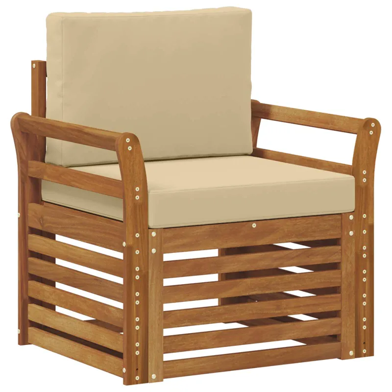 Lauko sofa Tvirta akacijos mediena ir poliesteris Natūrali