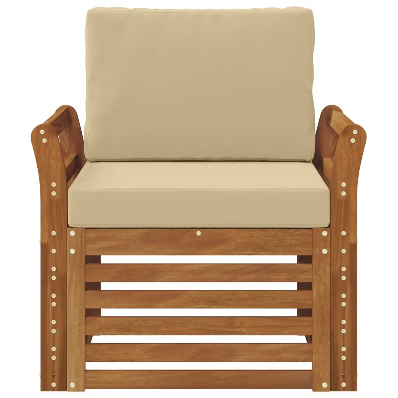 Lauko sofa Tvirta akacijos mediena ir poliesteris Natūrali