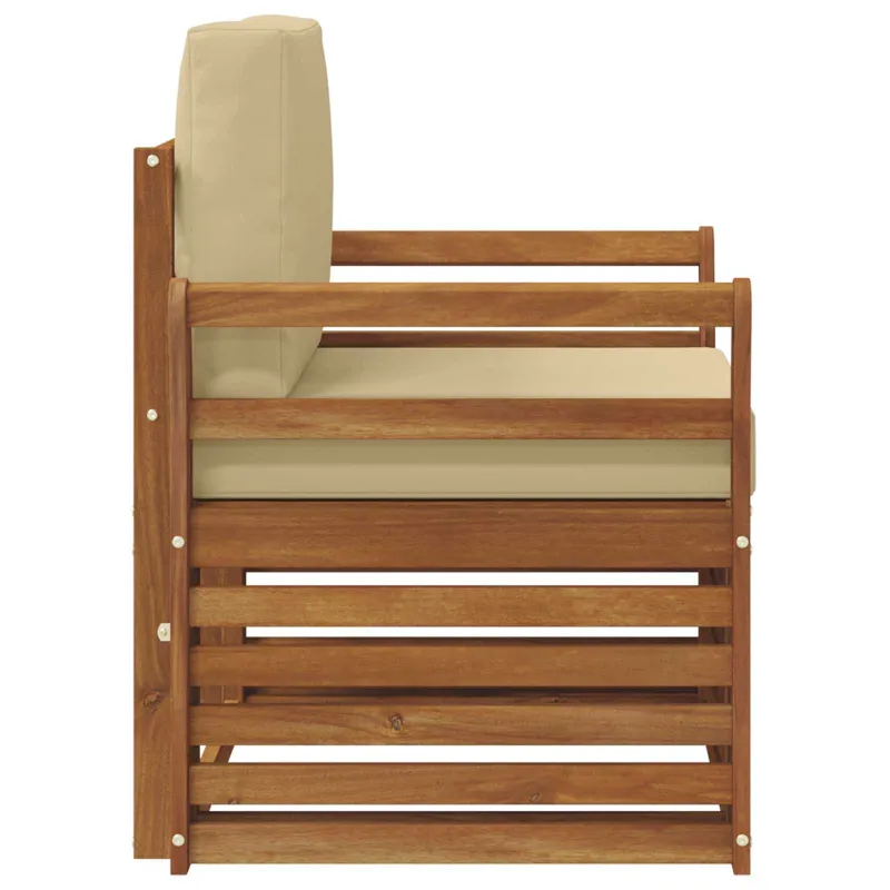 Lauko sofa Tvirta akacijos mediena ir poliesteris Natūrali