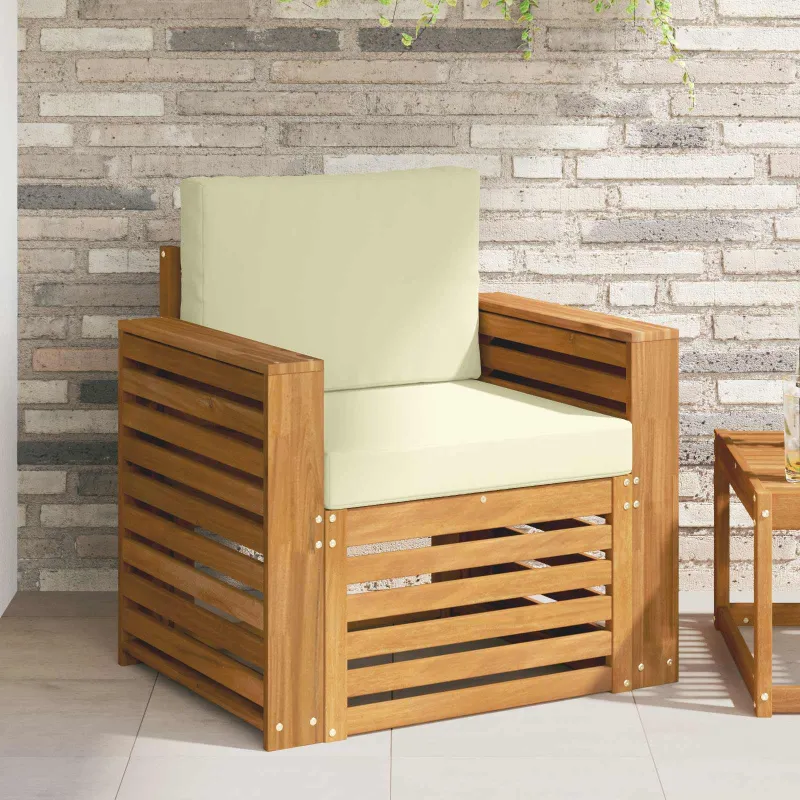 Lauko sofa Tvirta akacijos mediena ir poliesteris Natūrali