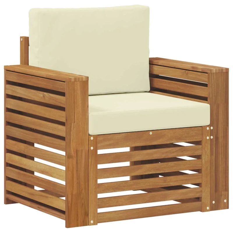 Lauko sofa Tvirta akacijos mediena ir poliesteris Natūrali