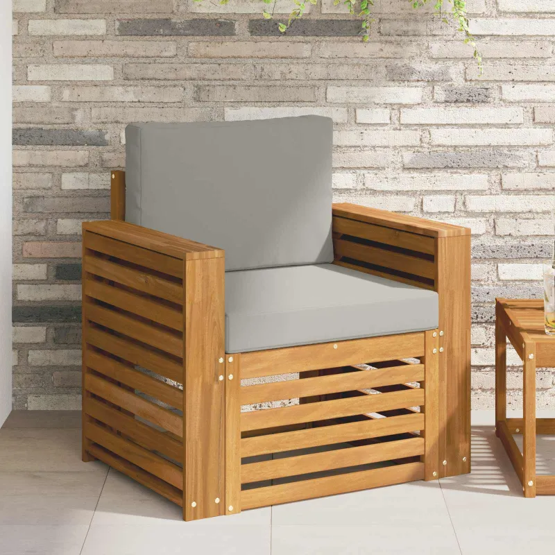 Lauko sofa Tvirta akacijos mediena ir poliesteris Natūrali