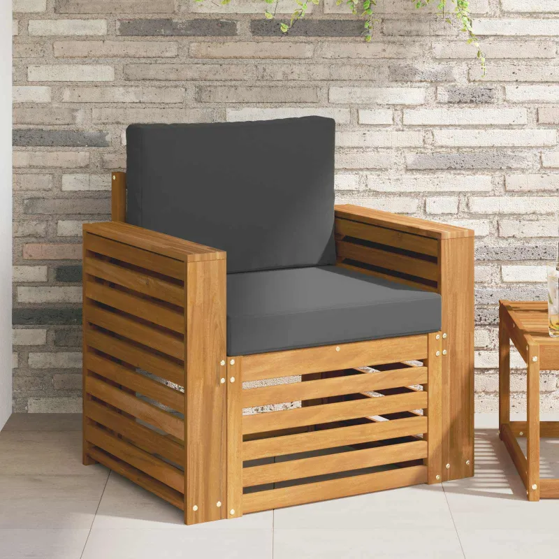 Lauko sofa Tvirta akacijos mediena ir poliesteris Natūrali