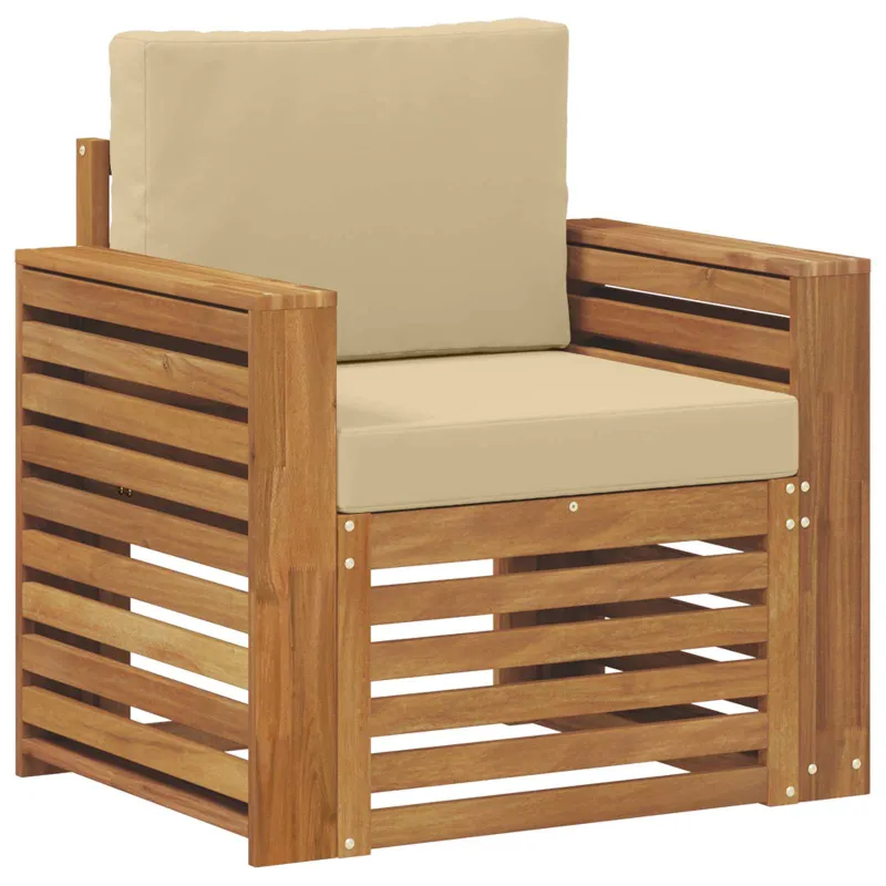 Lauko sofa Tvirta akacijos mediena ir poliesteris Natūrali
