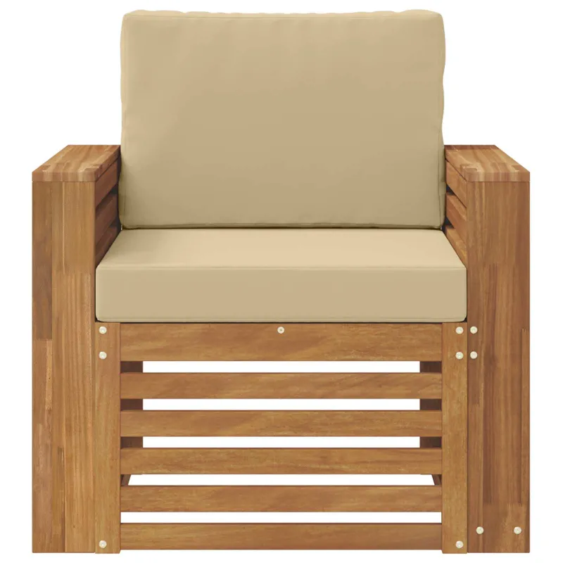 Lauko sofa Tvirta akacijos mediena ir poliesteris Natūrali
