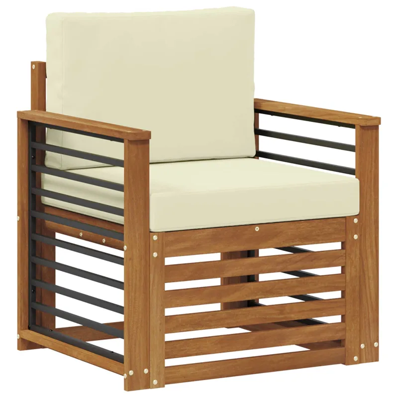 Lauko sofa Tvirta akacijos mediena ir poliesteris Natūrali