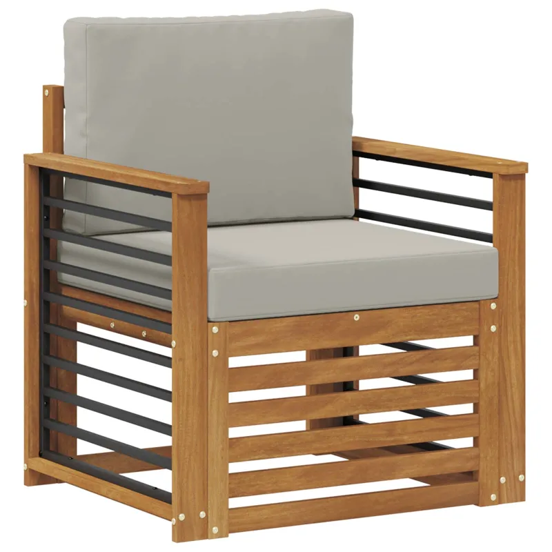 Lauko sofa Tvirta akacijos mediena ir poliesteris Natūrali