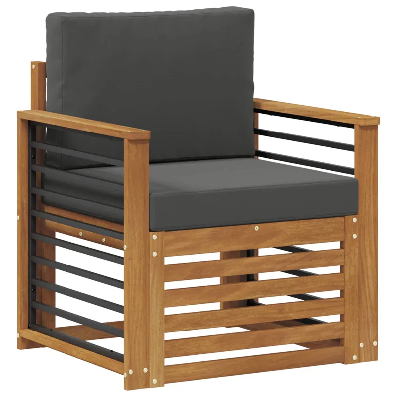 Lauko sofa Tvirta akacijos mediena ir poliesteris Natūrali