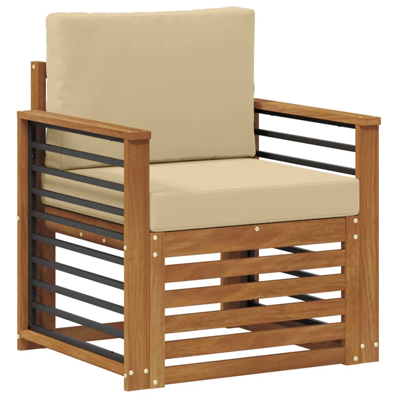 Lauko sofa Tvirta akacijos mediena ir poliesteris Natūrali