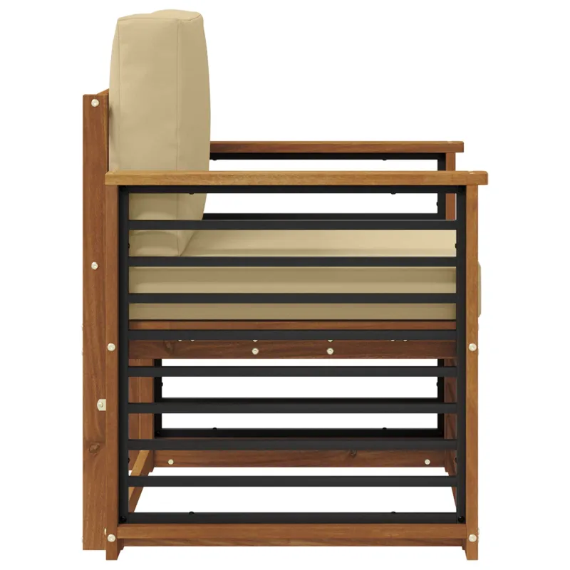 Lauko sofa Tvirta akacijos mediena ir poliesteris Natūrali