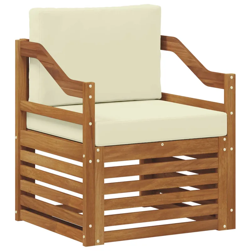 Lauko sofa Tvirta akacijos mediena ir poliesteris Natūrali