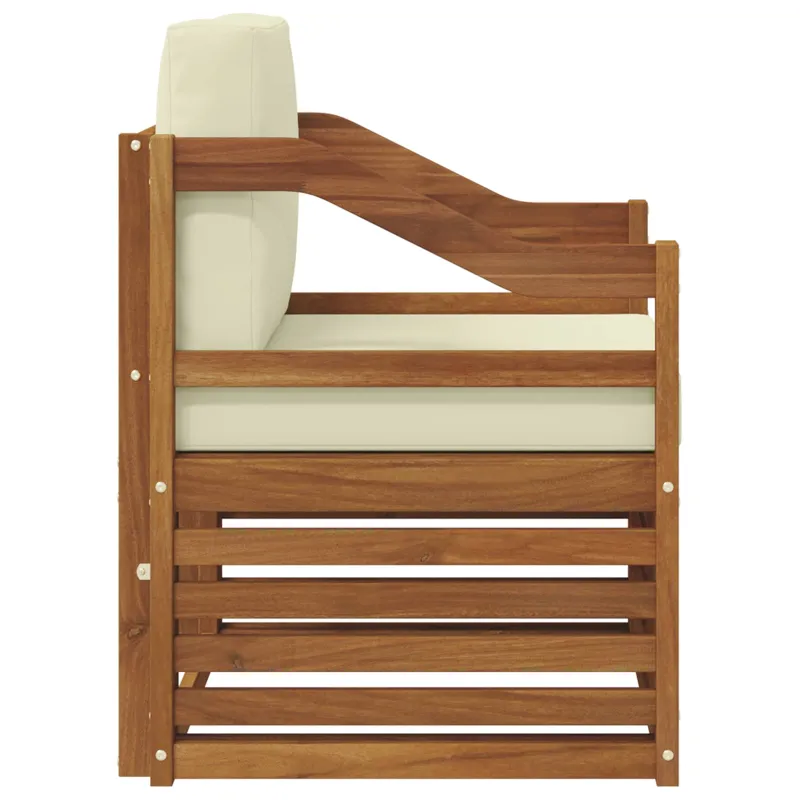 Lauko sofa Tvirta akacijos mediena ir poliesteris Natūrali