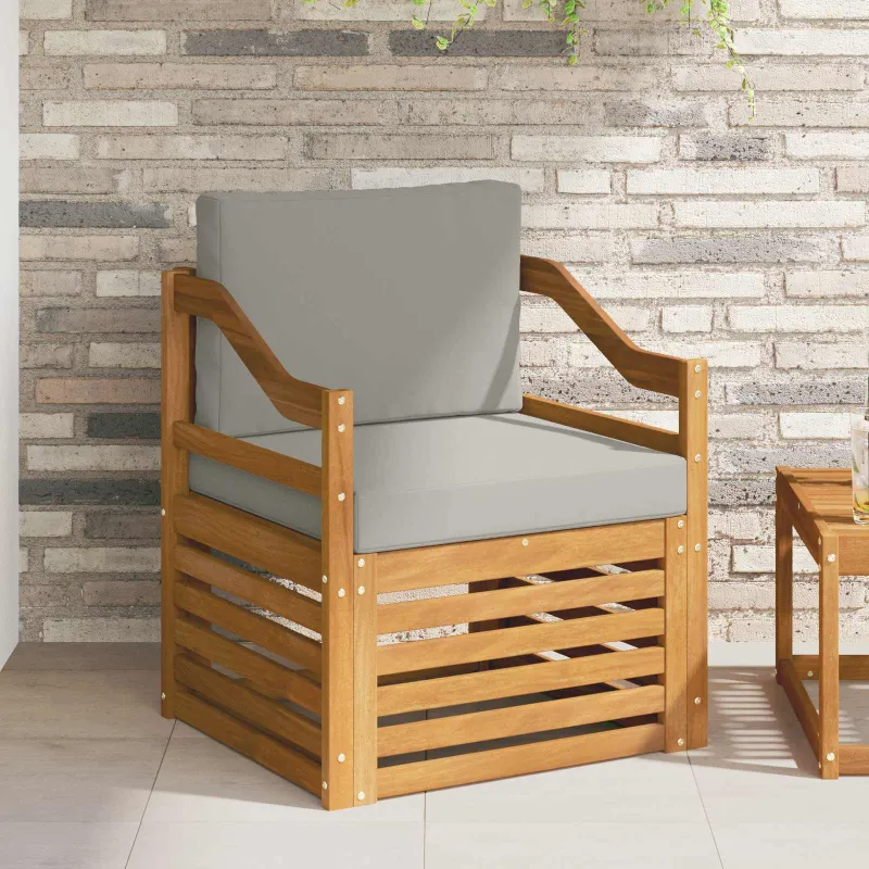 Lauko sofa Tvirta akacijos mediena ir poliesteris Natūrali