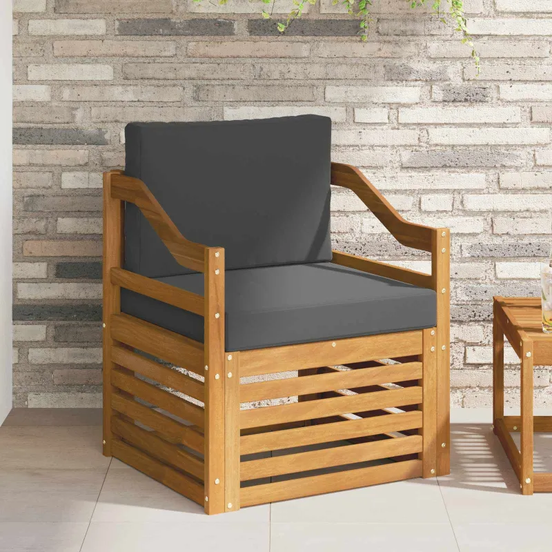 Lauko sofa Tvirta akacijos mediena ir poliesteris Natūrali