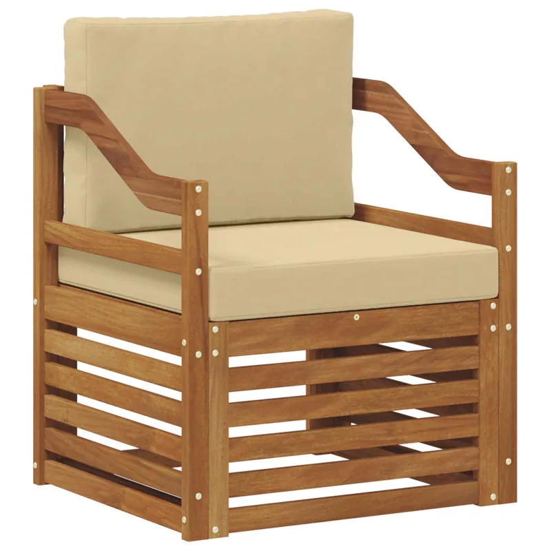 Lauko sofa Tvirta akacijos mediena ir poliesteris Natūrali