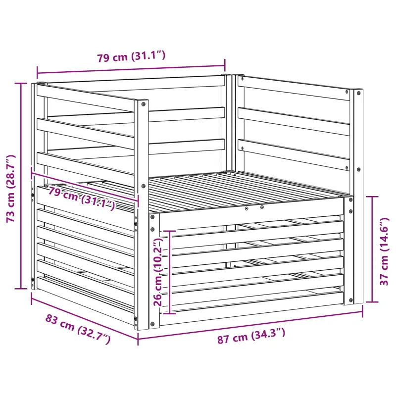 2 Vienetas Lauko sofa Natūrali