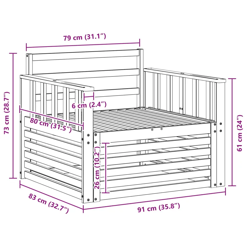 2 Vienetas Lauko sofa Natūrali