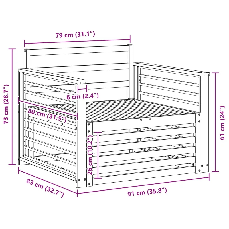 2 Vienetas Lauko sofa Natūrali