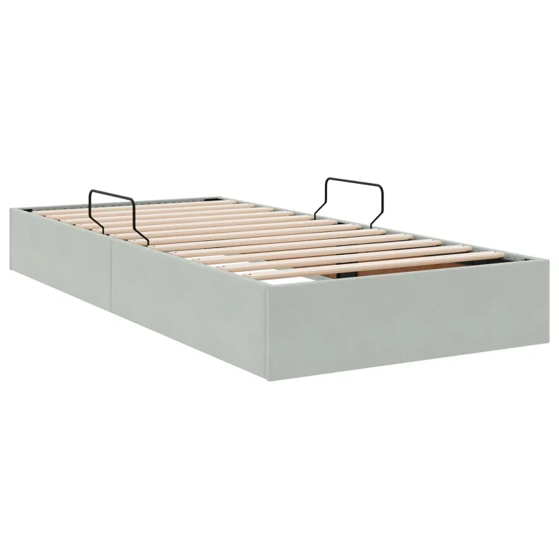 Otomano lovos rėmas Šviesiai pilka 90 x 190 cm Aksomas