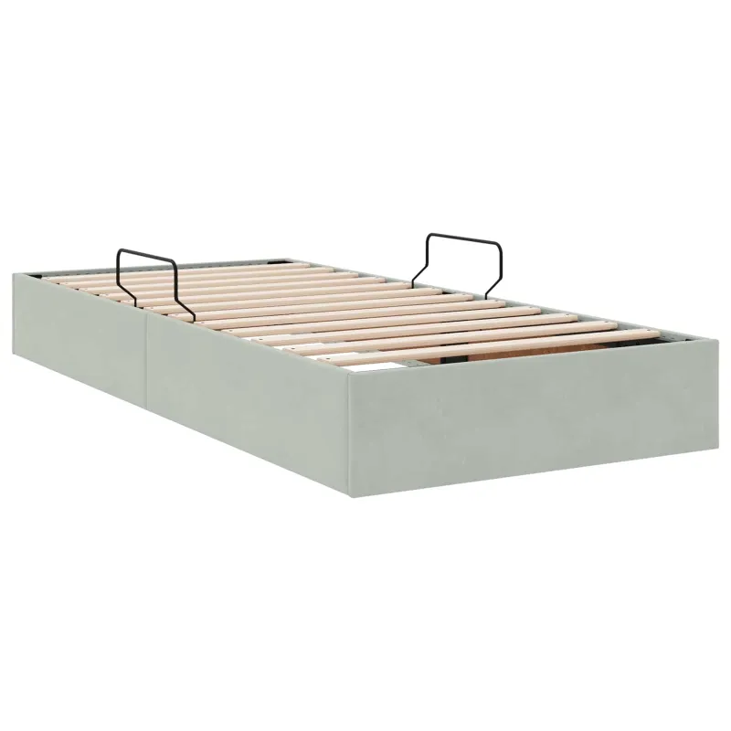 Otomano lovos rėmas Šviesiai pilka 90 x 190 cm Aksomas