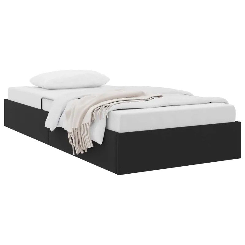 Otomano lovos rėmas su saugykla Juoda 90 x 190 cm Aksomas