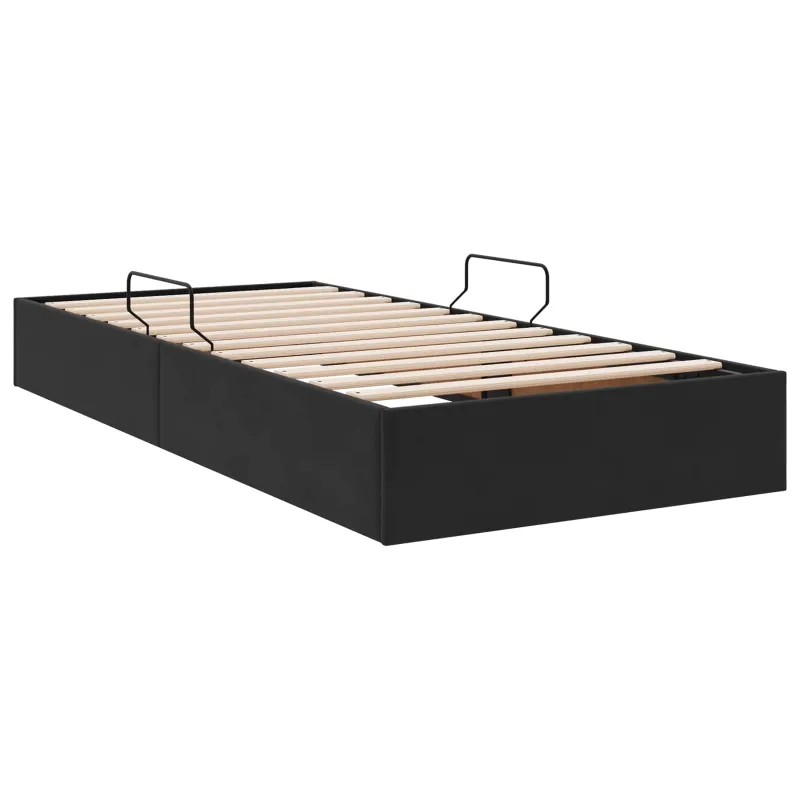 Otomano lovos rėmas su saugykla Juoda 90 x 190 cm Aksomas