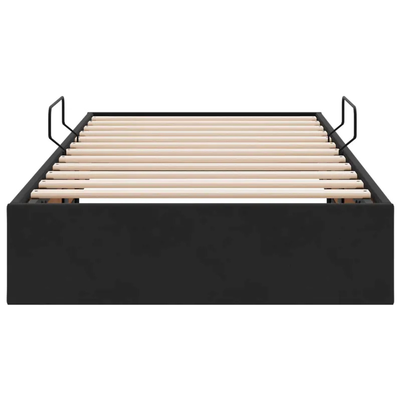 Otomano lovos rėmas su saugykla Juoda 90 x 190 cm Aksomas
