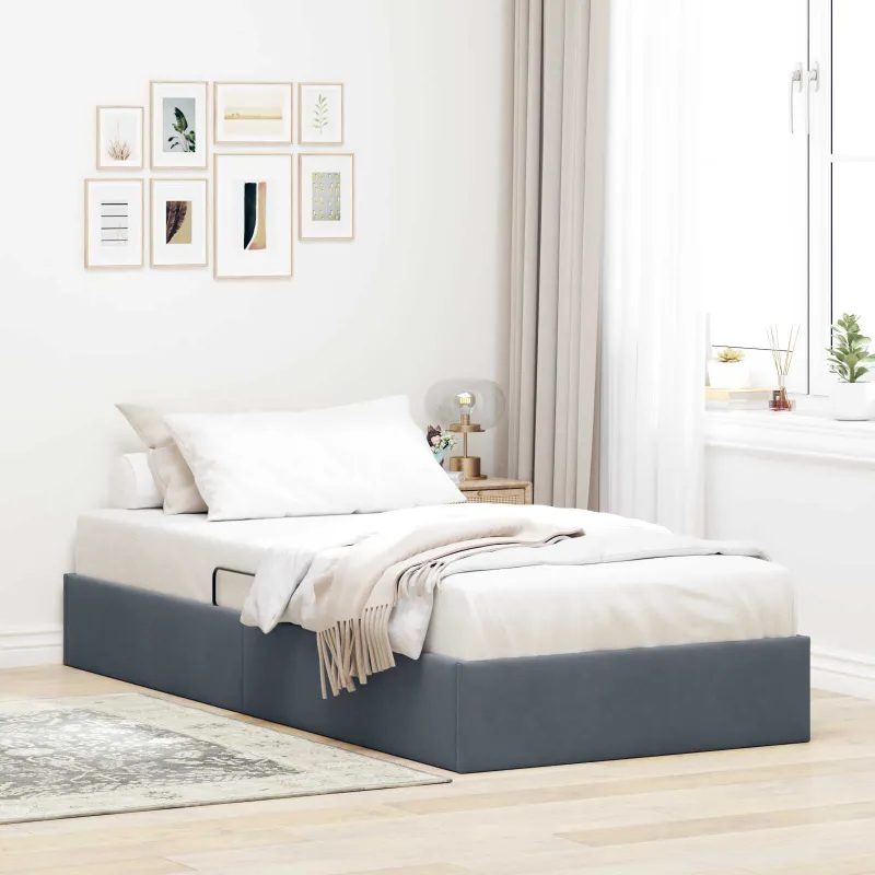 Otomano lovos rėmas Tamsiai pilka 90 x 200 cm Aksomas