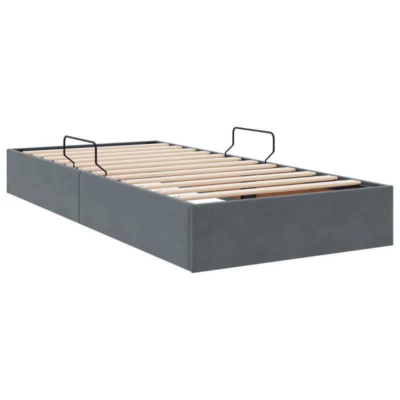 Otomano lovos rėmas Tamsiai pilka 90 x 200 cm Aksomas