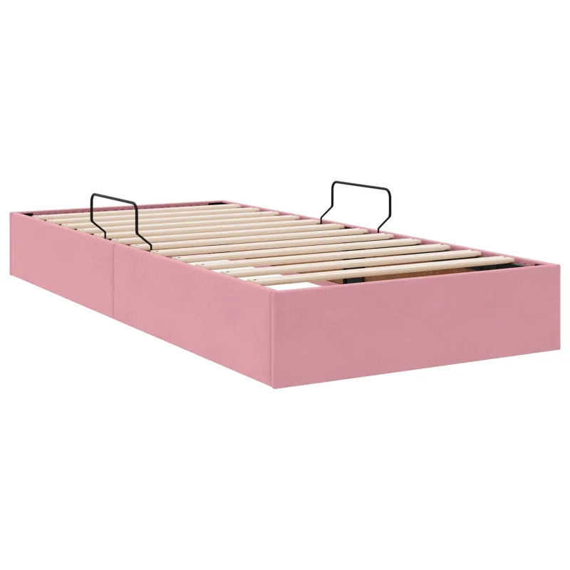 Otomano lovos rėmas su saugykla Rožinė 90 x 200 cm Aksomas