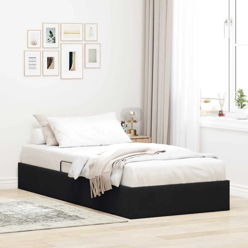 Otomano lovos rėmas su saugykla Juoda 100 x 200 cm Aksomas