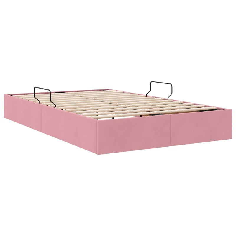 Otomano lovos rėmas su saugykla Rožinė 120 x 200 cm Aksomas