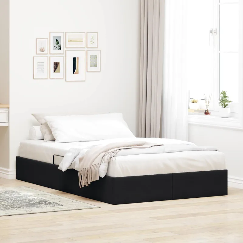 Otomano lovos rėmas su saugykla Juoda 120 x 200 cm Aksomas