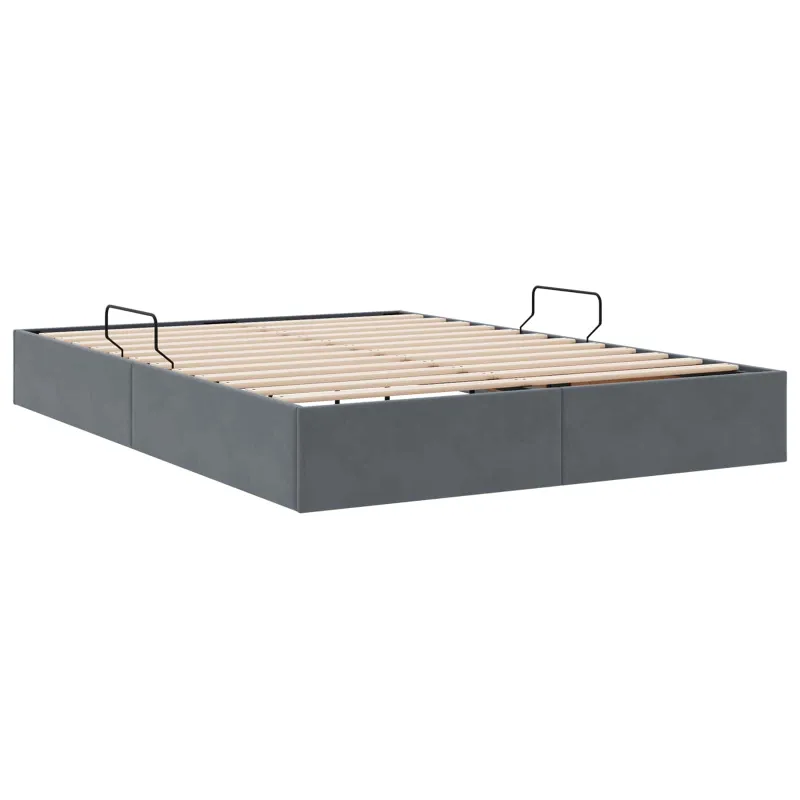 Otomano lovos rėmas Tamsiai pilka 140 x 190 cm Aksomas