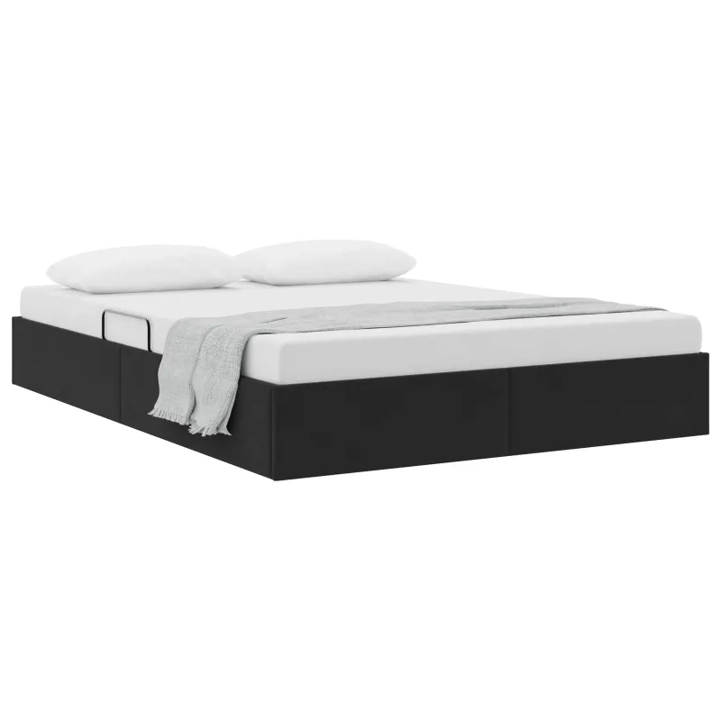 Otomano lovos rėmas su saugykla Juoda 140 x 190 cm Aksomas