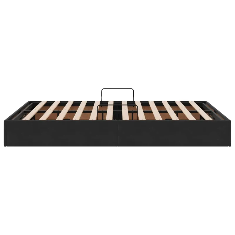 Otomano lovos rėmas su saugykla Juoda 140 x 190 cm Aksomas