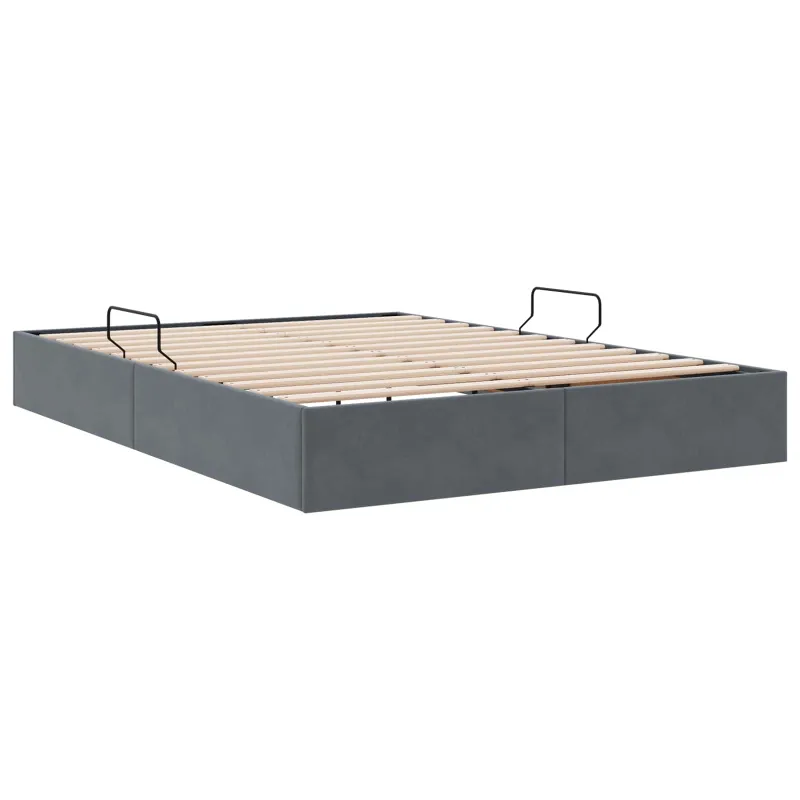 Otomano lovos rėmas Tamsiai pilka 140 x 200 cm Aksomas