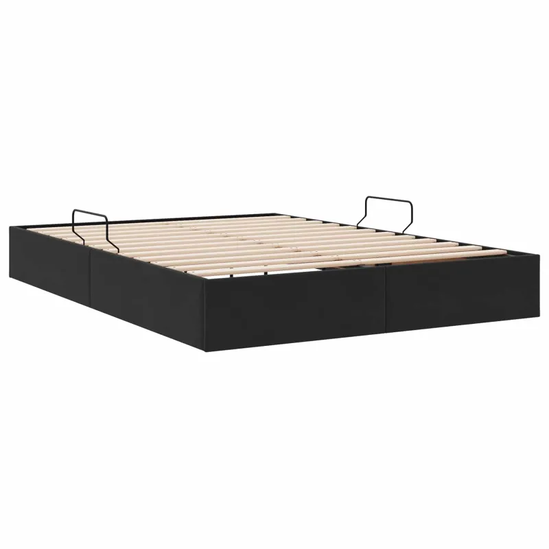 Otomano lovos rėmas su saugykla Juoda 140 x 200 cm Aksomas