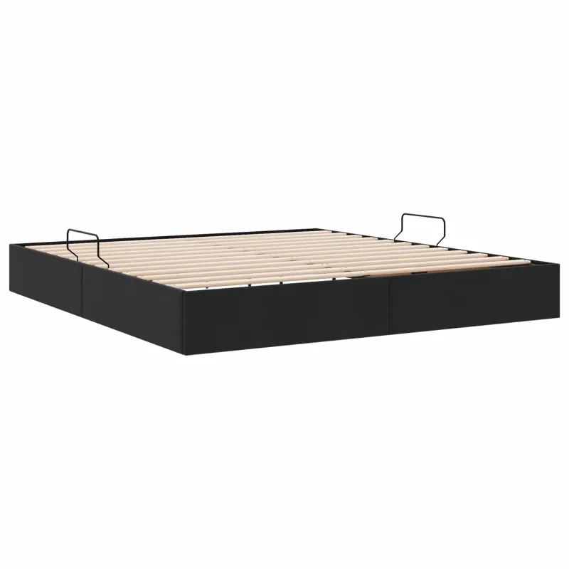 Otomano lovos rėmas su saugykla Juoda 160 x 200 cm Aksomas